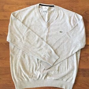 Light gray v-neck Lacoste sweater